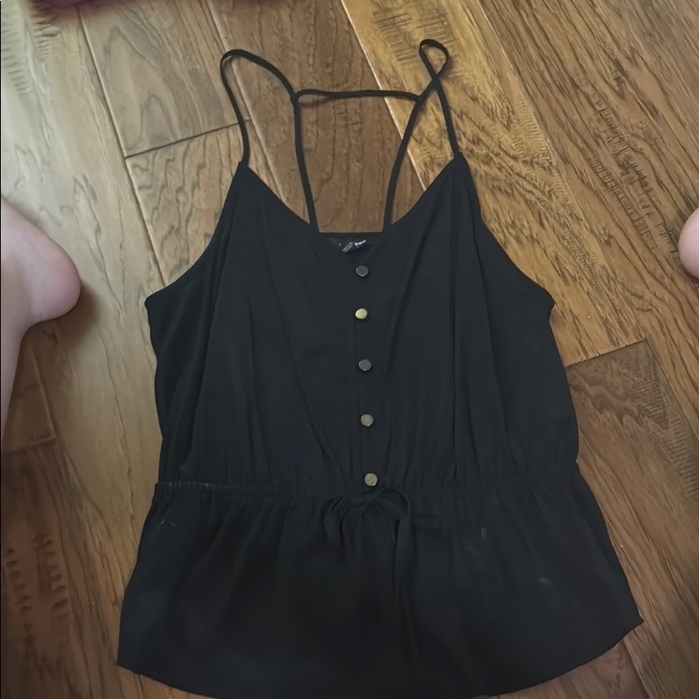 Express Black Buttoned Peplum Camisole